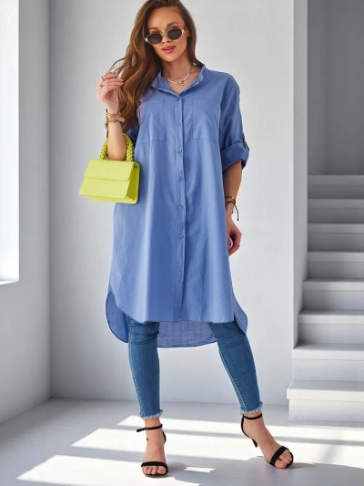 Royalfashion Baumwolle langes Damen Oversized-Shirt