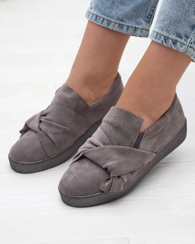 Graue Damen-Slipper aus Öko-Wildleder Bliwix - Footwear