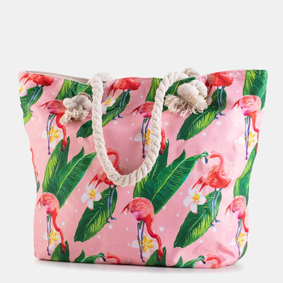 Bunte Strandtasche mit Flamingos - Handtaschen