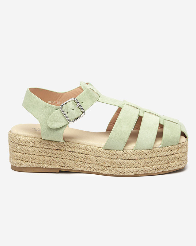 Grüne Damensandalen aus Öko-Wildleder auf der Keniso-Plattform - Schuhe