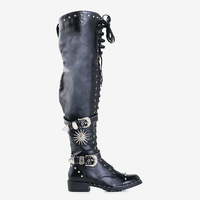 Schwarze Schnürstiefel aus Öko - Leder Stefania - Schuhe