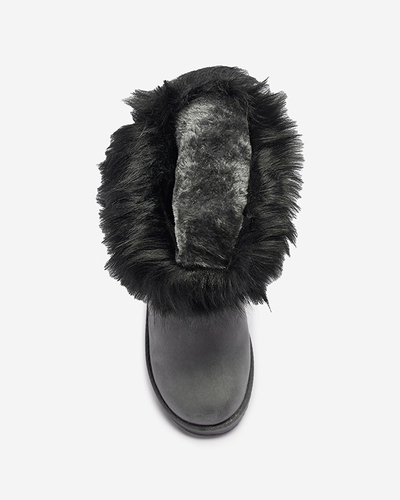 Graue Damen-Schneestiefel mit asymmetrischem Obermaterial und Pelz Vetora - Footwear