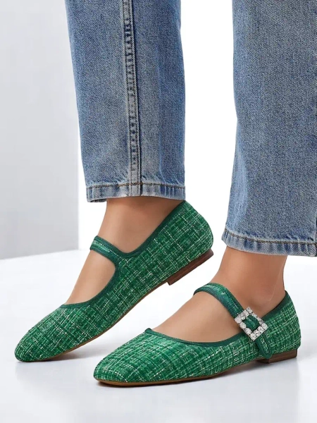 Royalfashion Жіночі клітинчасті балетки з пряжкою та ремінцем Riffos