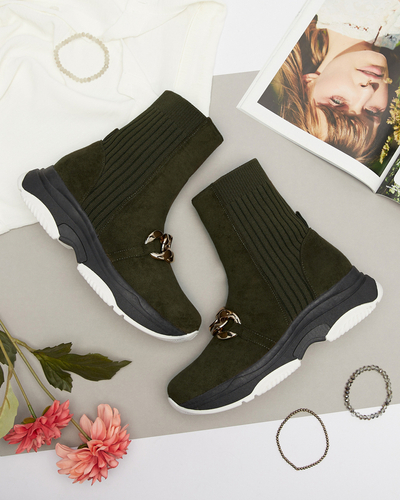 Grüner isolierter Damenstiefel aus Öko-Wildleder Cuzitta- Footwear