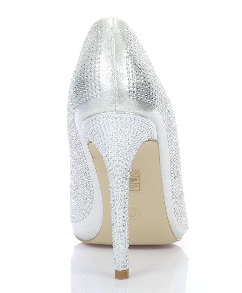 Srebrne czółenka szpilka - Obuwie