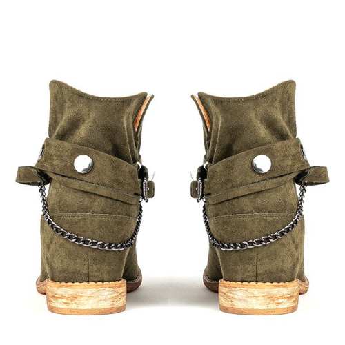 Зелені ковбойські черевики на внутрішньому танкетці Салем - Взуття