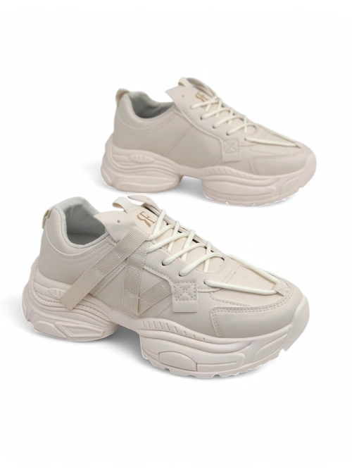 Бежеві жіночі снікерси Platina Roma на плоскій підошві еко шкіра 5 см