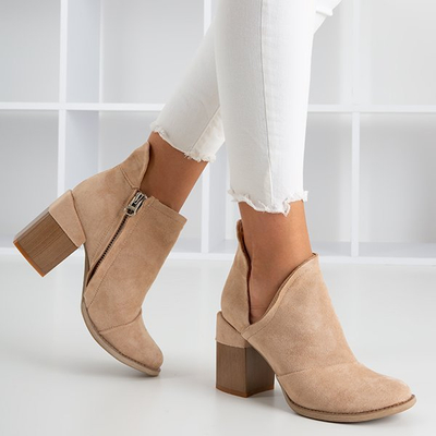 Beige Damenstiefeletten mit Cintura-Ausschnitten - Schuhe 1