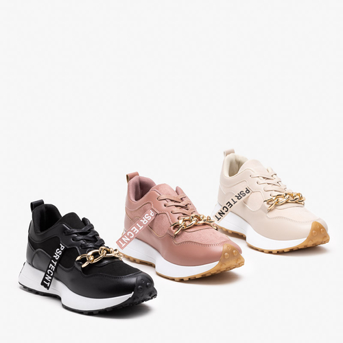 Рожеві жіночі кросівки з золотим ланцюжком Nerika