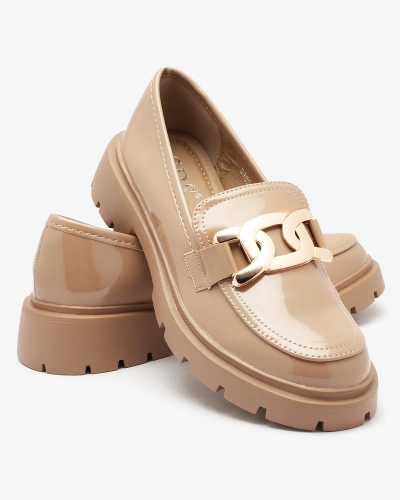 Світло-коричневі лаковані мокасини для жінок Pogola- Footwear