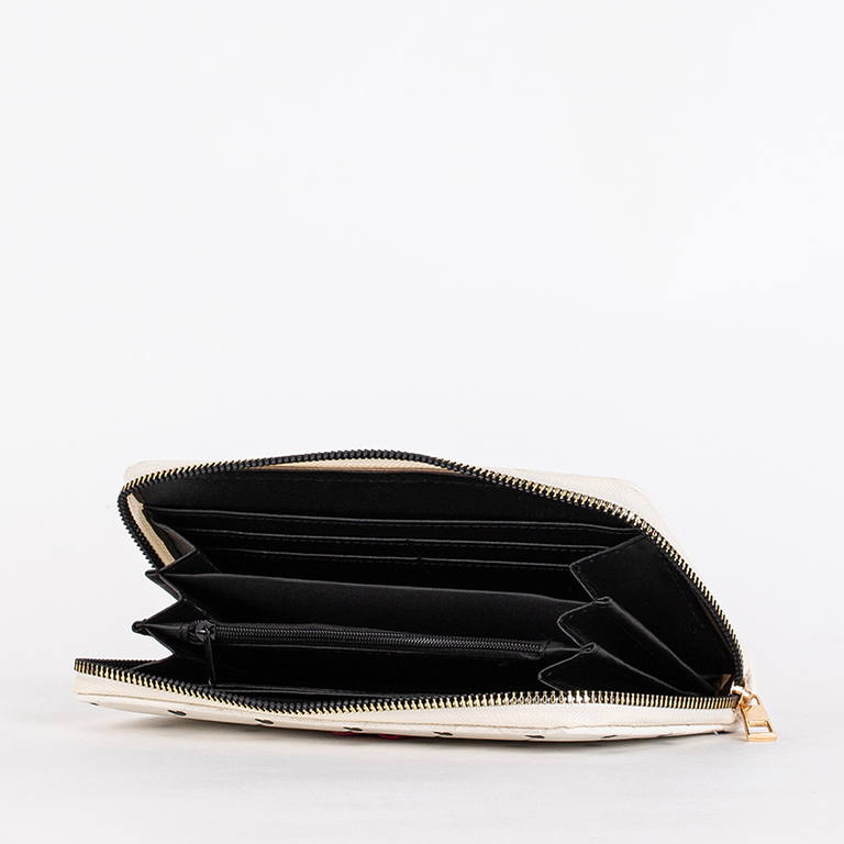 Weißes großes Portemonnaie für Damen mit Herzen - Accessoires