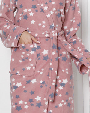 Pinker Damen-Bademantel mit Sternen - Kleidung