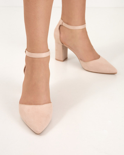 OUTLET Beige Damensandalen auf höherem Pfosten Hareda - Schuhe