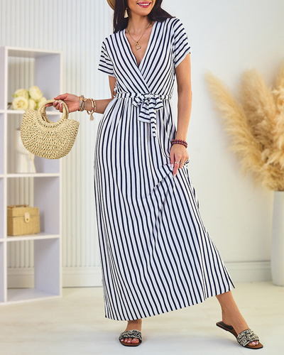 Royalfashion Gestreiftes Damen-Midikleid