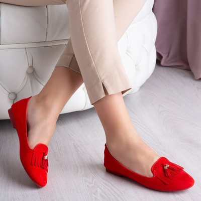 Tausendima rote Mokassins mit Fransen - Schuhe
