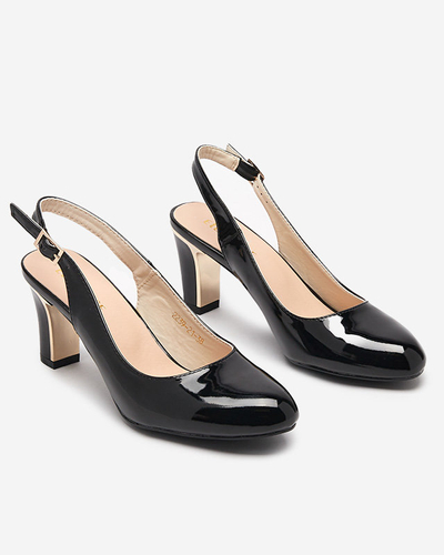 Lackierte Damensandalen auf einem Pfosten in schwarz Lafla - Schuhe