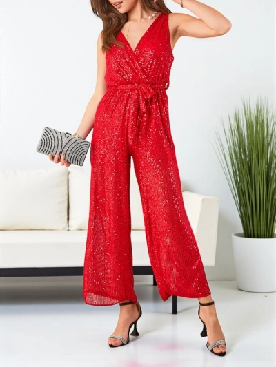 Royalfashion Langer Damenoverall mit Pailletten