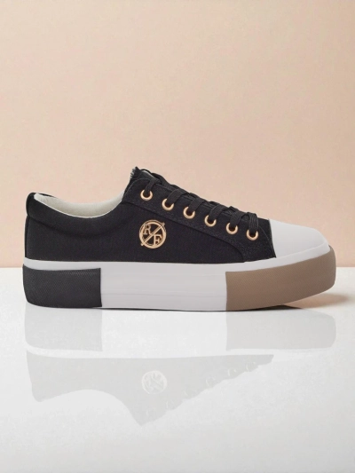 Schwarze Damen-Aurelio-Canvas-Sneaker