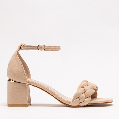 OUTLET Beige Damensandalen mit verziertem Gürtel Venesi - Schuhe