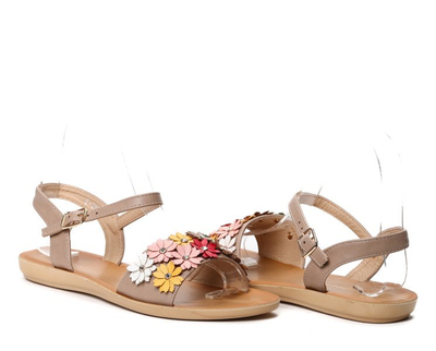Beige Sandalen mit Blumen Kathryn- Schuhe 1