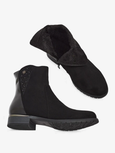 Wildlederstiefeletten aus Öko-Wildlederimitat mit Lackeinsätzen Kelmo