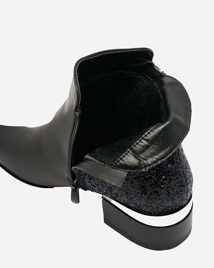 Royalfashion Schwarzer Damenstiefel mit Brokat Brosecco