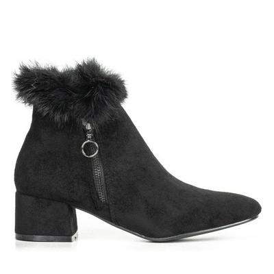 Schwarze Stiefeletten mit Yesenia-Fell - Schuhe