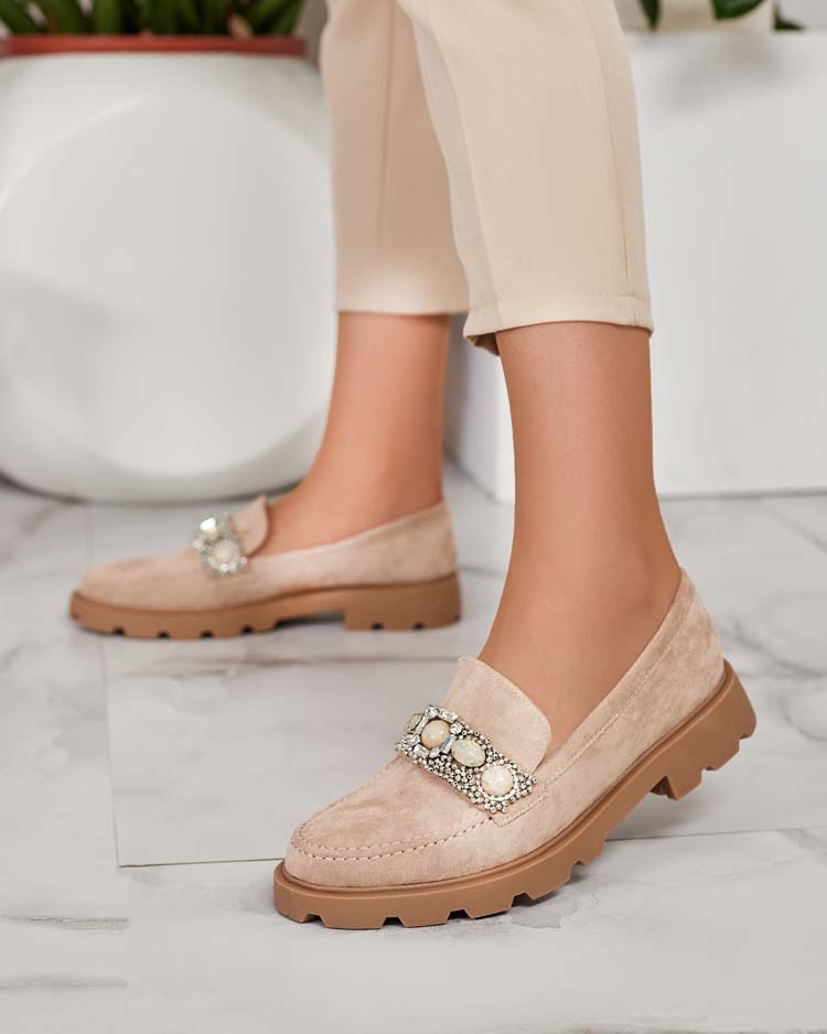 Royalfashion Damen Mokassins mit farbigen Zirkonen Nel