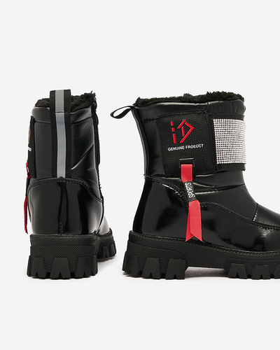 Royalfashion Schwarz Kinderschuhe a'la Schneestiefel Fesifa