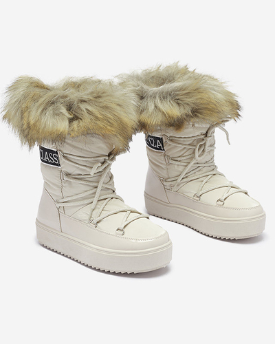 Beige Damen-Schneestiefel mit Fell Lilitsa- Footwear