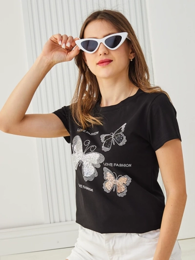 Royalfashion Damen Baumwolle Schmetterlingsbluse