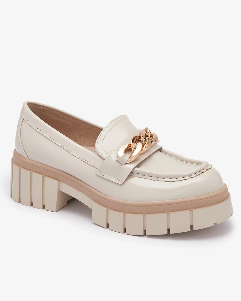 Lackierte Damen Mokassins in Beige Aquan- Footwear