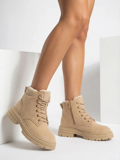 Royalfashion Hellbraune isolierte Damen-Trapper-Stiefel Radoras