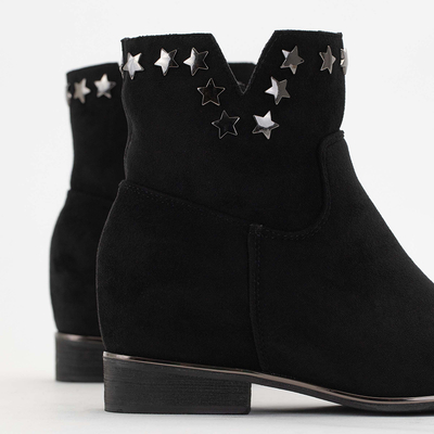 Schwarze Stiefel aus Öko-Wildleder mit verstecktem Keilabsatz Mni-Buty