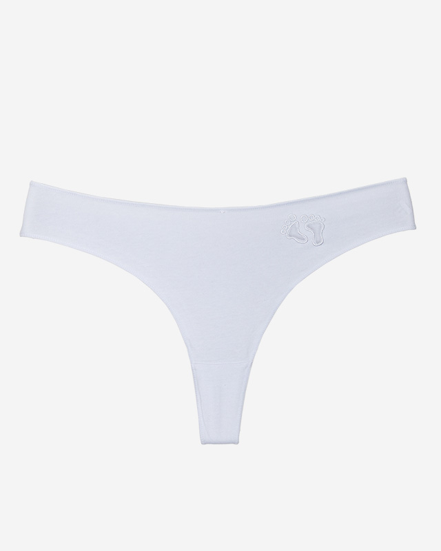Weißer Damen-Tanga aus Baumwolle mit Stickerei - Unterwäsche