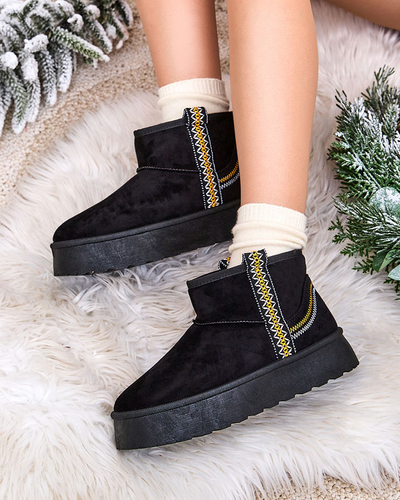 Royalfashion Damen Kurzstiefel a'la Schneestiefel mit Ornament Erititta