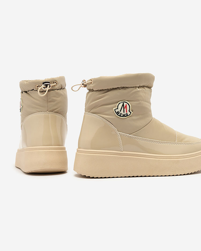 Royalfashion Damen Schlupf-Schneestiefel in hellbrauner Farbe Ademra