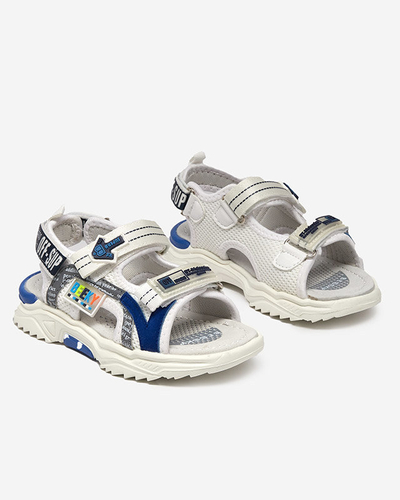 Weiße und marineblaue Kindersandalen mit Ceteris-Klettverschluss - Schuhe