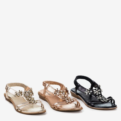 Goldene Damensandalen mit Crisela-Kristallen - Schuhe 1