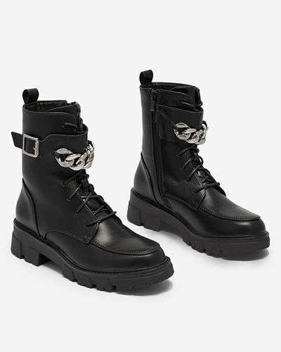 OUTLET Gewärmte schwarze Baggerstiefel für Damen Effpi- Footwear