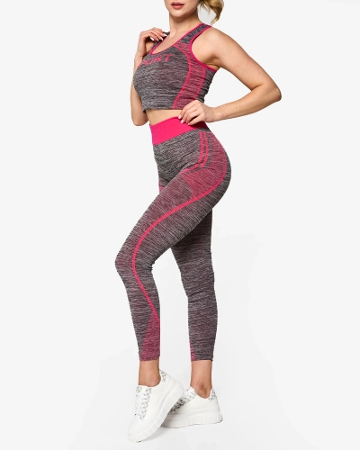 Graues Damen-Sport-Set mit fuchsiafarbenen Einsätzen - Kleidung