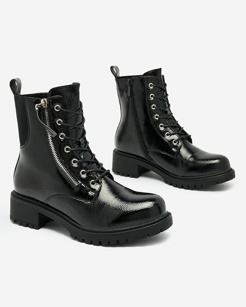 Royalfashion Чорні жіночі черевики з лакованої екошкіри Gaddaxa