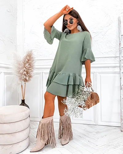 Лляна жіноча міні-сукня Royalfashion