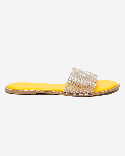 Gelbe Damenpantoffeln mit Zirkonia Verina - Schuhe