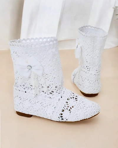 Royalfashion Durchbrochene Kinderstiefel mit Schleife Geggis