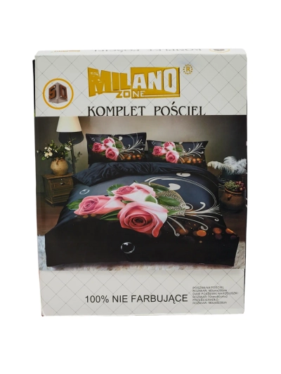 Bettwäsche-Set Milano Schwarz-Rosa Elegant