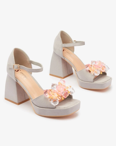 Graue Damen-Sandalen mit Kristallen Celidi - Schuhe