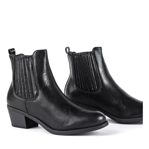 OUTLET Schwarze Stiefel mit niedrigem Posten Westernias - Schuhe