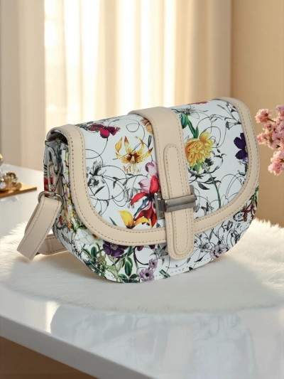 Royalfashion Kleine Damenhandtasche aus Öko-Leder mit Blumenmuster Ori Elle