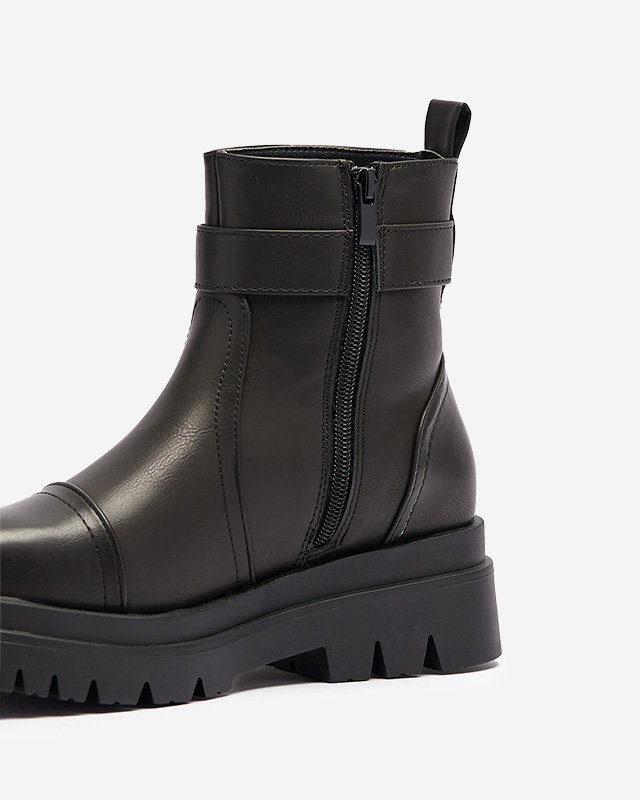 Schwarze Damenstiefel mit Schnalle Utilas - Footwear